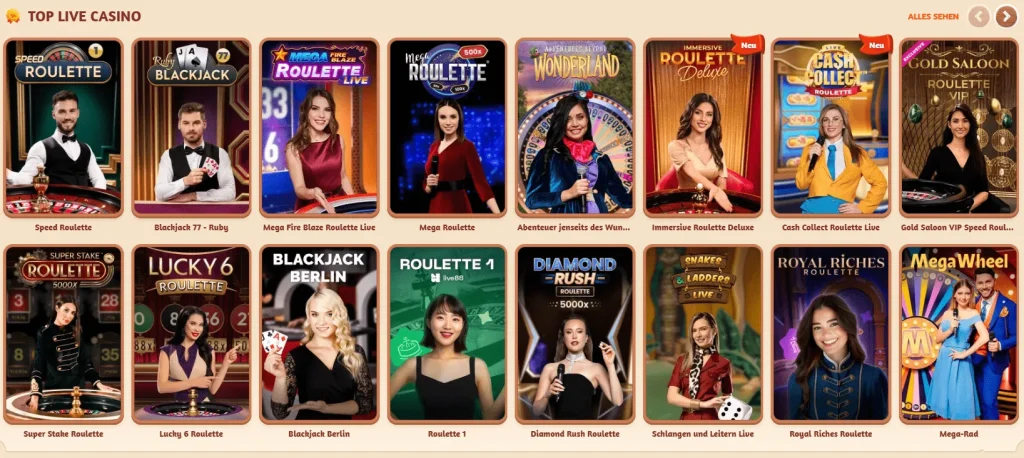 Live-Händler-Spiele bei BillyBets Casino